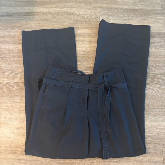 3.1 phillip lim wide leg dark grey belted wool blend dress pants 4 - Picture 1 of 7